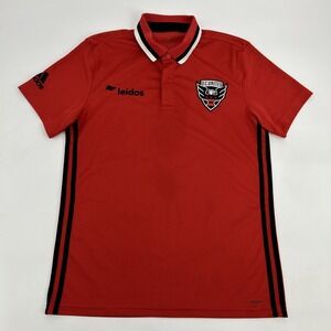 DC United Shirt Men's M Red Adidas Climalite Polo MLS Soccer‎ Leidos Embroidered
